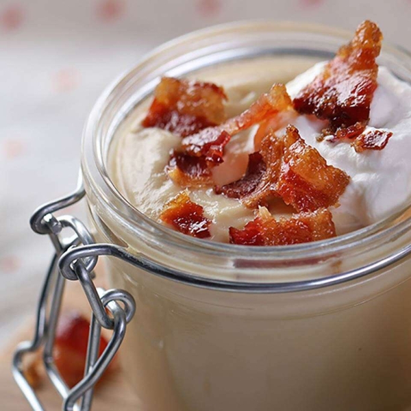 Butterscotch Pudding with Candied Bacon