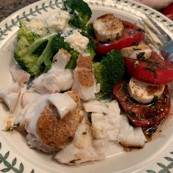 Pan Fried Halibut Steak with Light Green Sauce