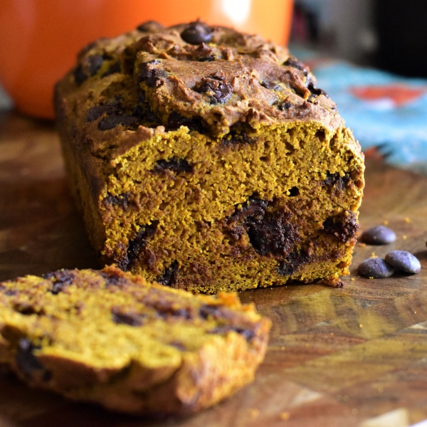 Whole Wheat Pumpkin Bread with Chocolate Chips