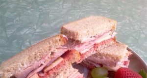 Mini Ham, Swiss, Rye Sandwiches with Cranberry Onion Relish