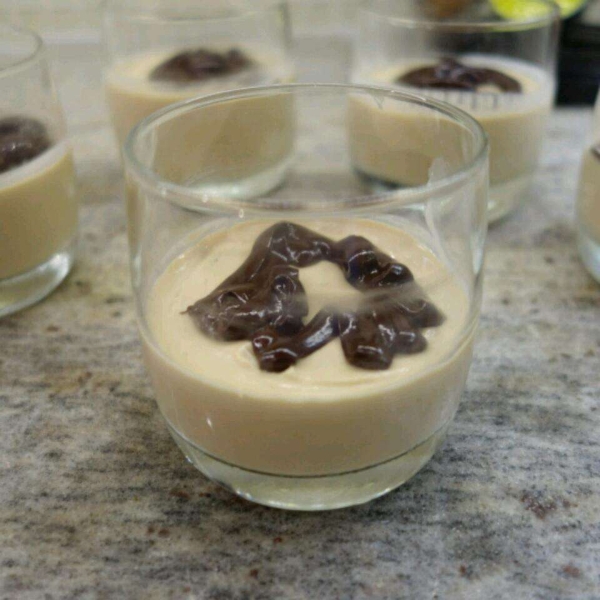 Costa Rican Coffee Panna Cotta with Bittersweet Chocolate-Rum Sauce