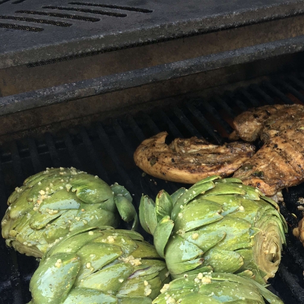 Grilled Garlic Artichokes