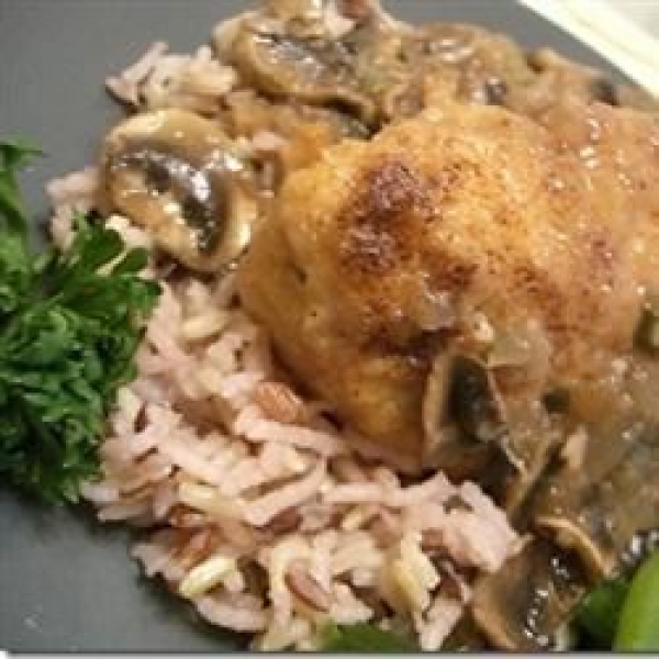 Port And Mushroom Sauce Chicken