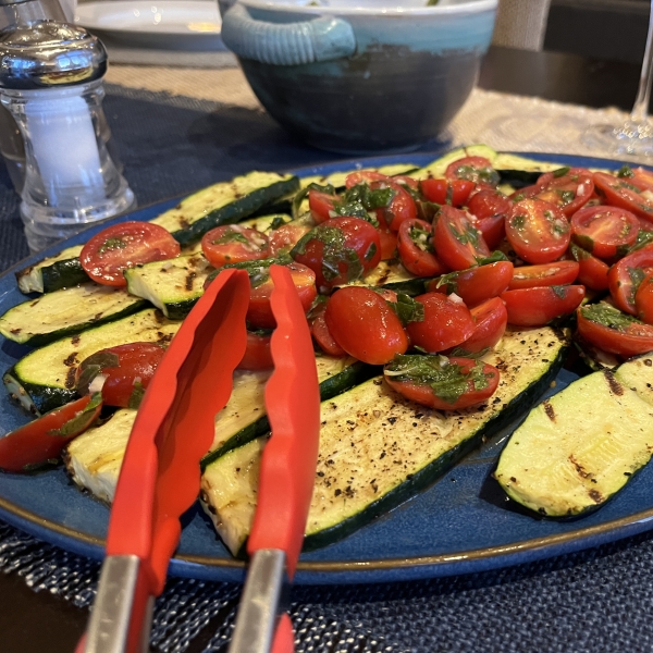 Grilled Zucchini with Tomatoes and Mint