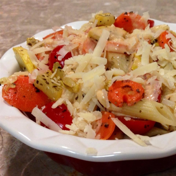 Pasta Primavera in Light Pink Cream Sauce