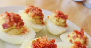 Dill-Infused Deviled Eggs with Bacon Crumble