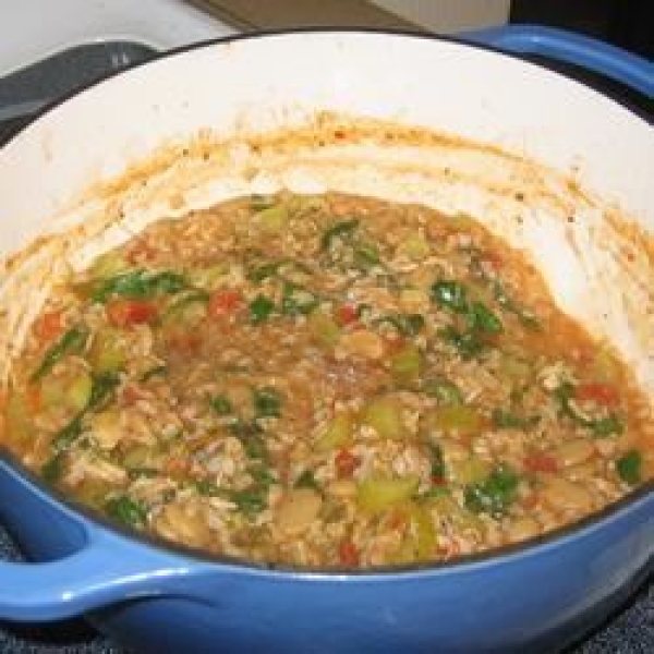 Chicken and Tomato Stew with Arugula and Cannellini