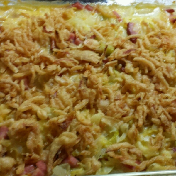 Scalloped Cabbage with Ham and Cheese