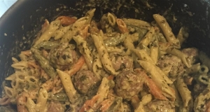 Creamy Pesto Penne with Sausage