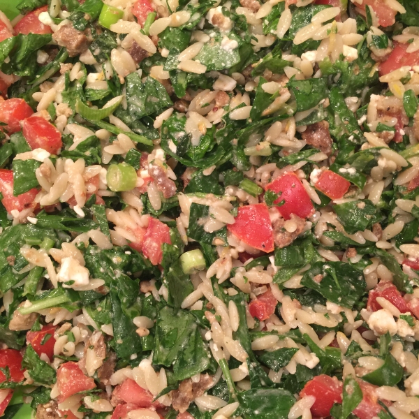 Mediterranean Orzo Spinach Salad