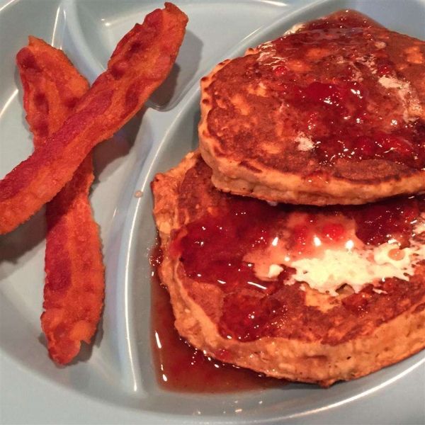 Peanut Butter and Jelly Oatmeal Pancakes