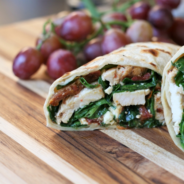 Chicken, Feta Cheese, and Sun-Dried Tomato Wraps