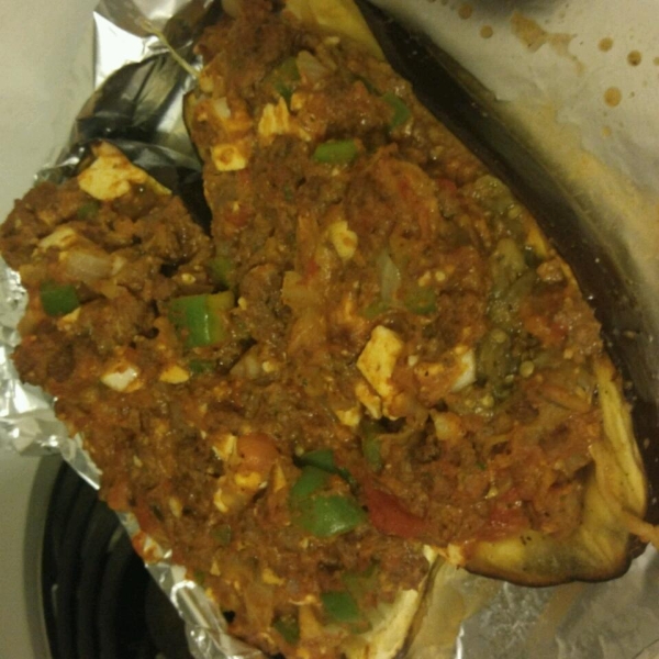 Eggplant Stuffed with Lamb and Feta