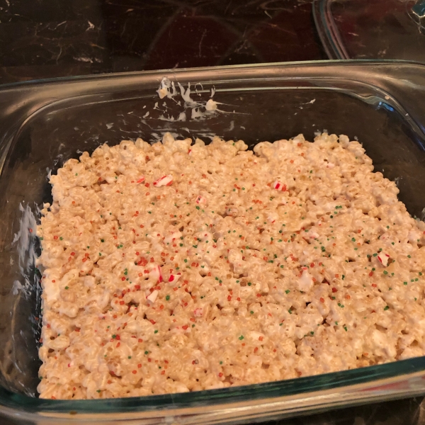 Peppermint Rice Crispies Squares