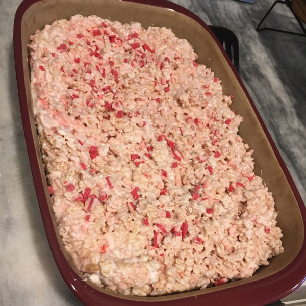 Peppermint Rice Crispies Squares