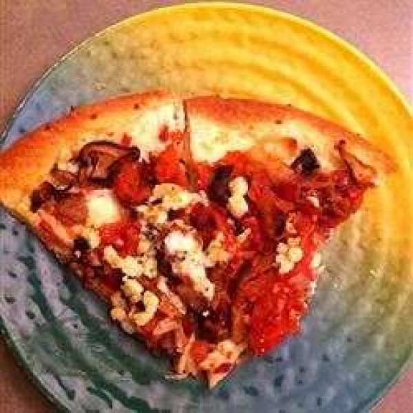 Thin-Crust Pizza with Roasted Mushrooms and Smoked Bacon