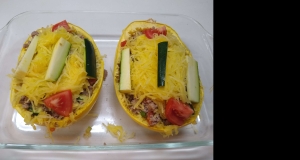 Roasted Spaghetti Squash with Ground Turkey and Vegetables