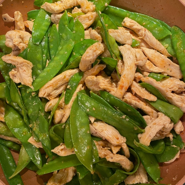 Pea Shoots and Chicken in Garlic Sauce