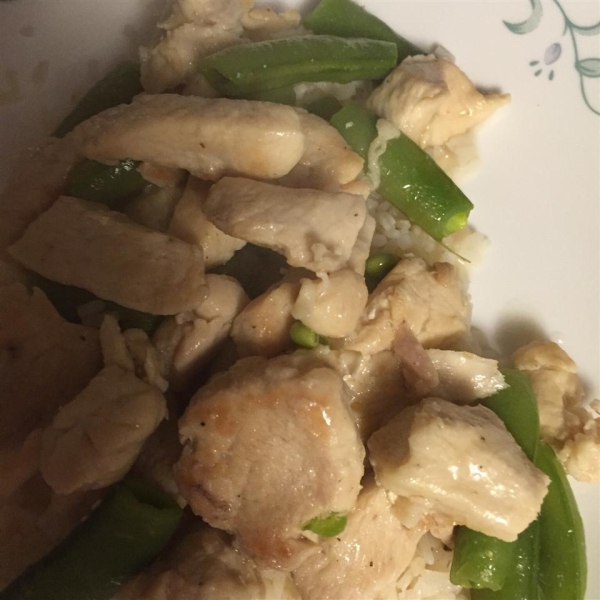 Pea Shoots and Chicken in Garlic Sauce