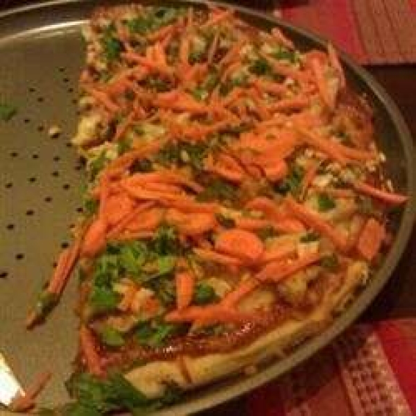 Thai Chicken Pizza with Carrots and Cilantro