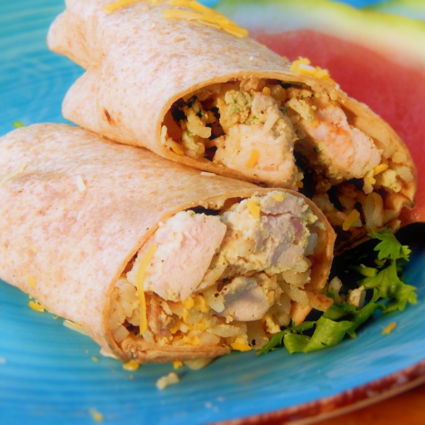 Egg, Cheese, and Turkey Breakfast Burritos