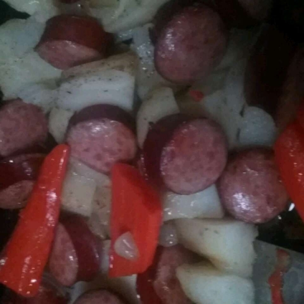 Sausage, Potato, Carrot Bake