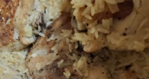 Baked Lemon-Pepper Chicken Thighs and Rice