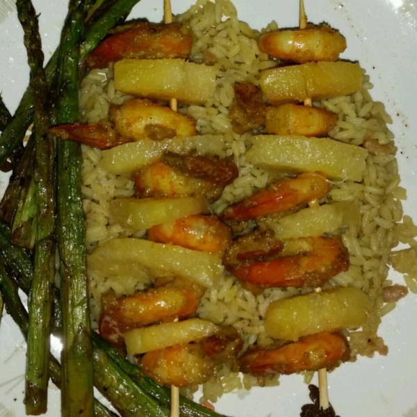 Creamy Curried Shrimp with Grilled Pineapple