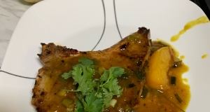 Peach Curry Glazed Pork Chops