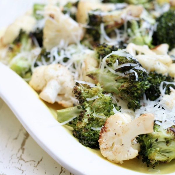 Truffle-Parmesan Roasted Cauliflower and Broccoli