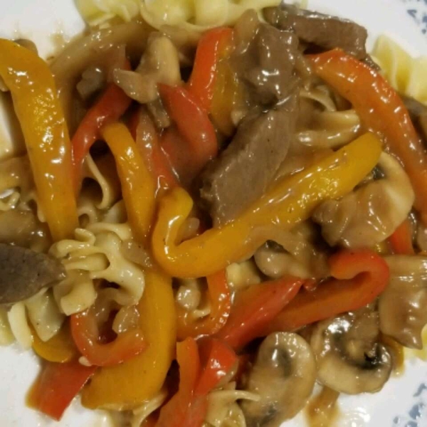 Venison Steak with Peppers and Onions
