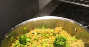 Indian Curry Couscous with Broccoli and Edamame