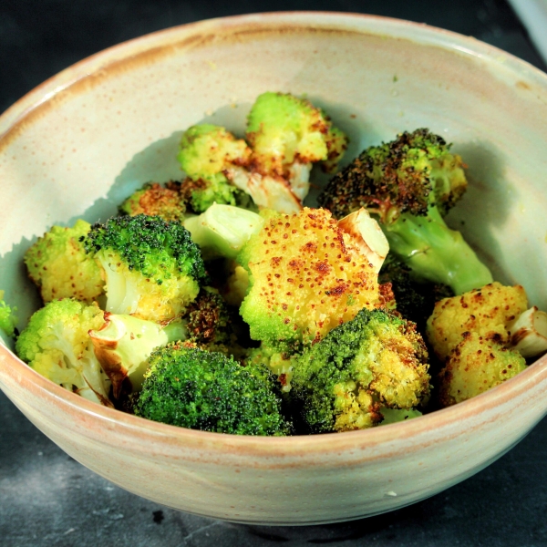 Air Fryer Roasted Broccoli and Cauliflower