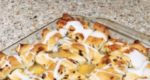 Decadent Cinnamon Roll Peach Cobbler