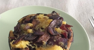 Stuffed Acorn Squash with Mushroom and Turkey Bacon Stuffing