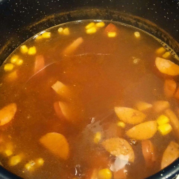 Sweet Potato, Corn, and Andouille Sausage Soup