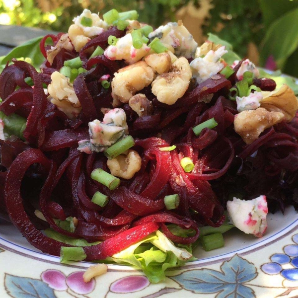 Spiralized Roasted Beet Salad with Quince Vinaigrette