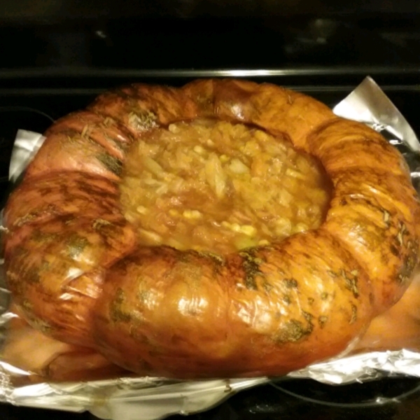 Cinderella Pumpkin Bowl with Vegetables and Sausage