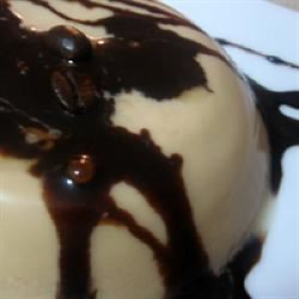 Costa Rican Coffee Panna Cotta with Bittersweet Chocolate-Rum Sauce