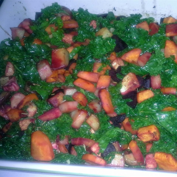 Roasted Root Vegetables with Kale