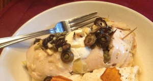 Stuffed Chicken Breasts with Artichoke Hearts, Feta Cheese, Capers, and Black Ol