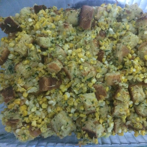 Corn and Challah Stuffing with Fried Sage