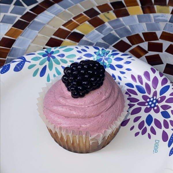 Lemon Cupcake with Blackberry Buttercream