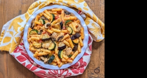 Eggplant Zucchini Pasta Bake with Mushrooms