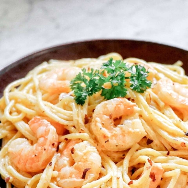 Old Bay Shrimp and Pasta Alfredo