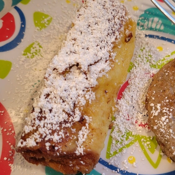 French Toast Roll-Ups with Lemon Curd and Blueberries