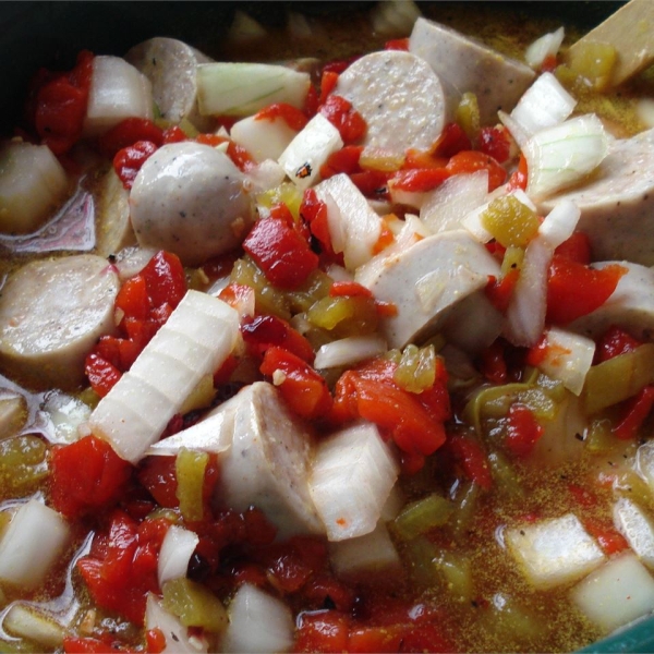 Sweet-n-Hot Beer Bratwurst Skillet