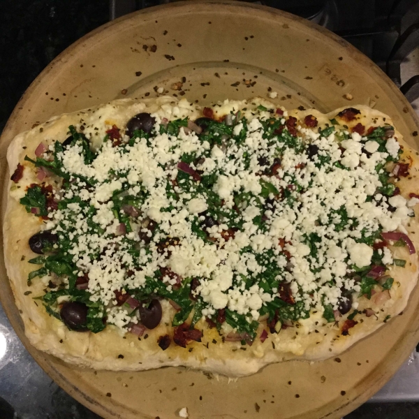 Greek Pizza with Spinach, Feta and Olives