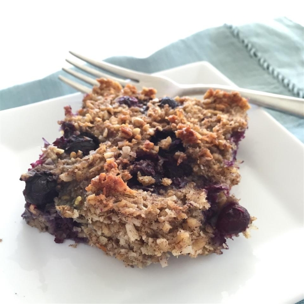 Soaked Blueberry Coconut Oatmeal Bake