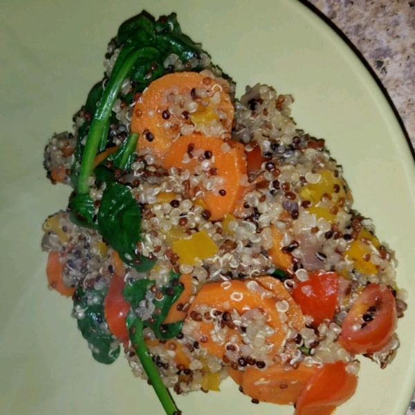 Carrot, Tomato, and Spinach Quinoa Pilaf